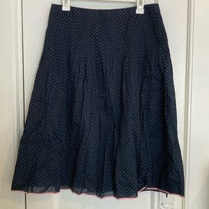 J. CREW | Polkadot Skirt Navy Blue White & Pink Midi A-line Pleated Lined